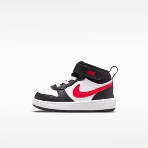 Toddler Nike Court Borough Mid 2 Sneaker - Black/White/Red